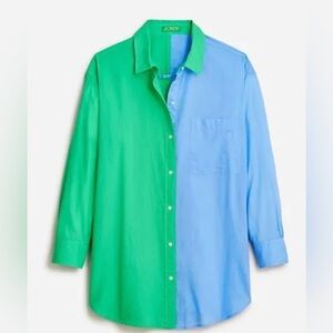 J Crew Womens Button Up Beach Shirt Colorblock Size Large Style BP116